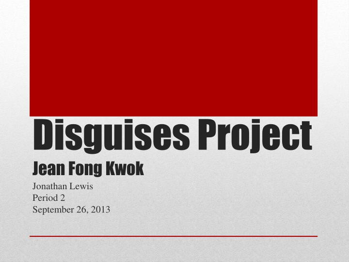 Disguises by jean fong kwok pdf